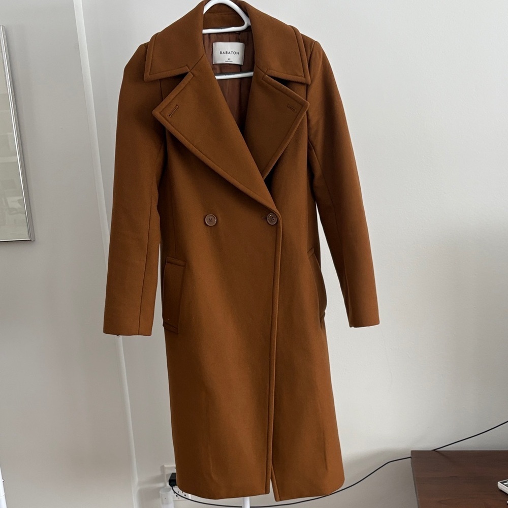 Babaton Tan Double-Breasted pea Coat